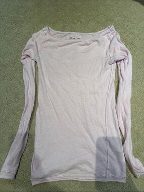 We The Free Light Pink Boatneck Long Sleeve Top